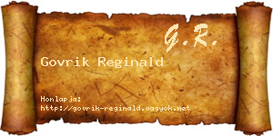 Govrik Reginald névjegykártya